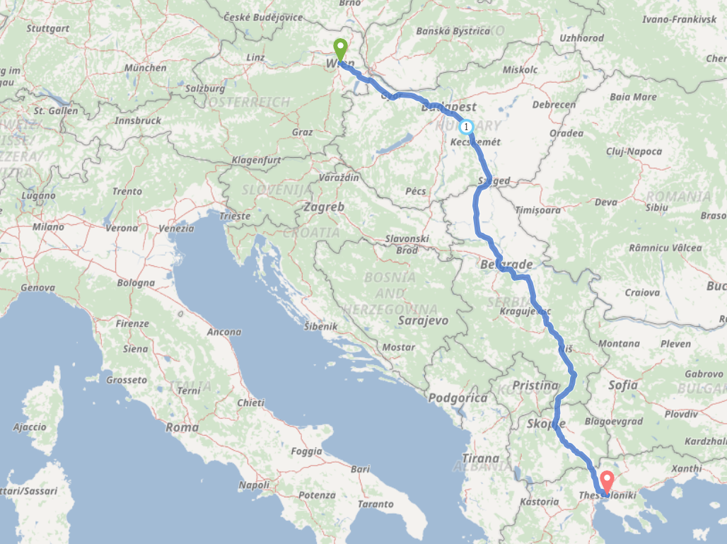Route Wien-Thessaloniki